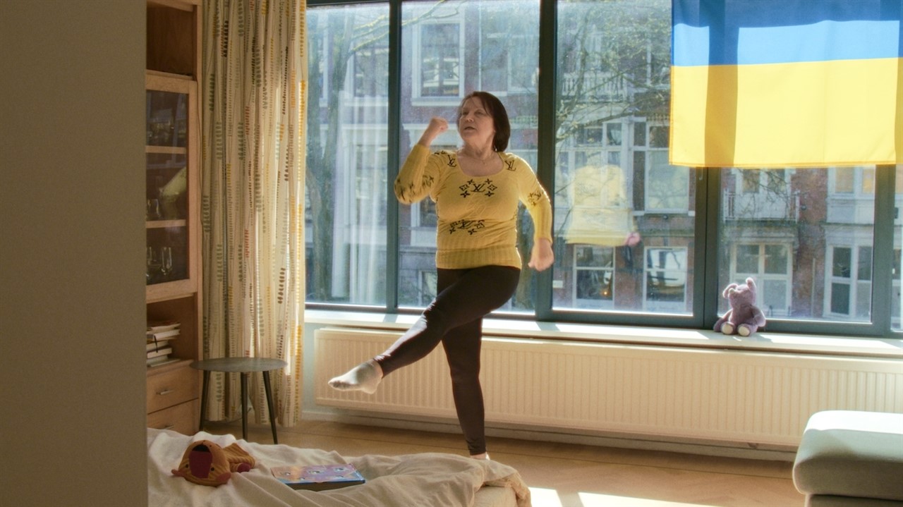 Woman exercising in apartment