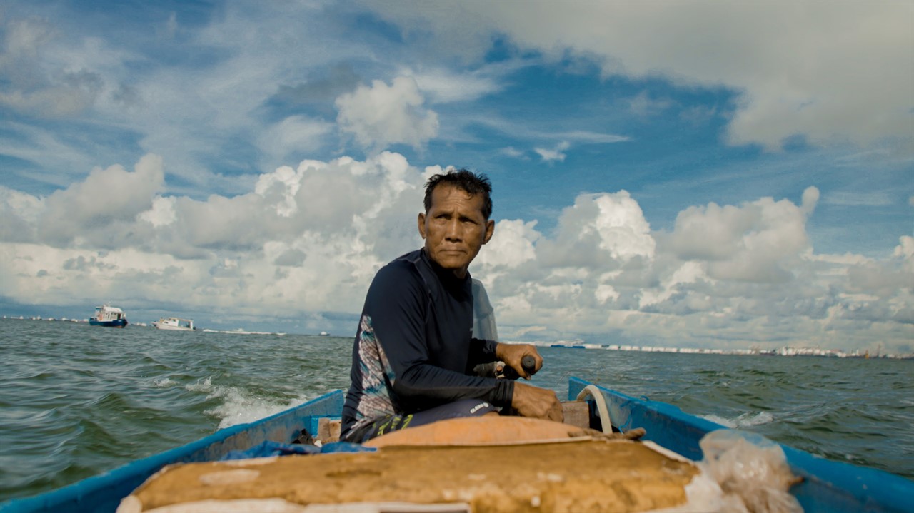 Person in a small motor boat