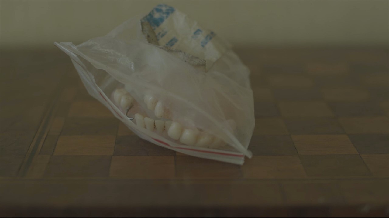 Ziplock bag filled with dentures