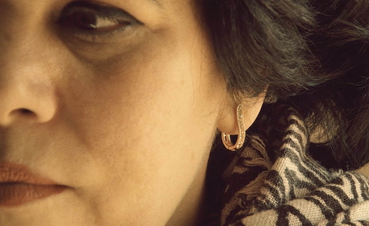 Extreme closeup of a woman's face