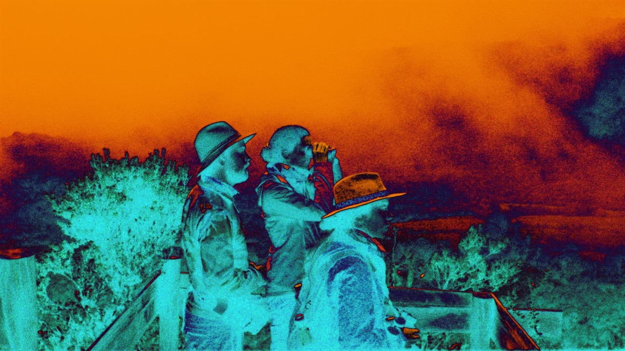 Thermal image of three people