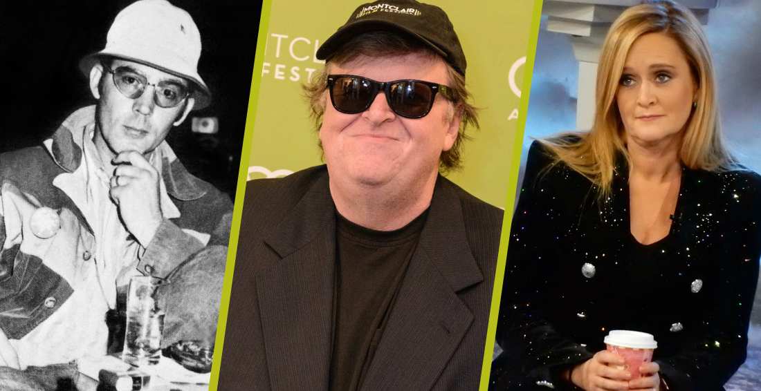 two men with glasses and a woman