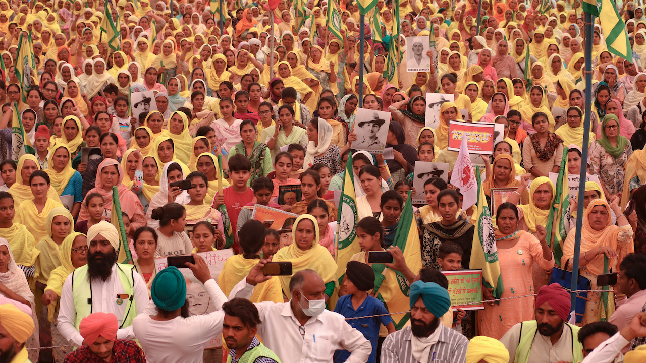 Large crowd of protesters