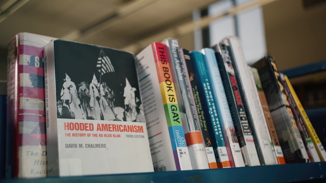 Controversial books on shelf
