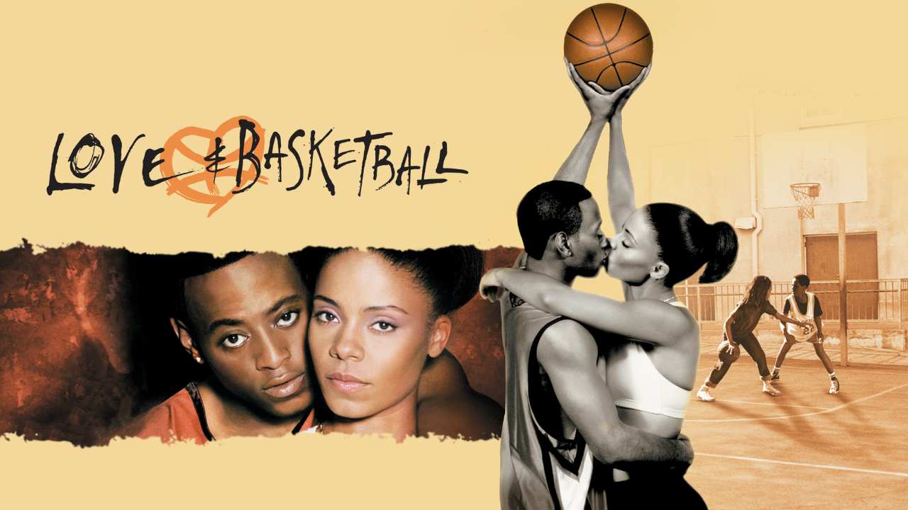 a collage of a man and woman playing basketball