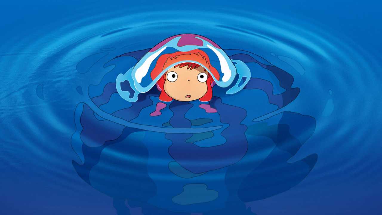 an anime character sitting under a water bubble