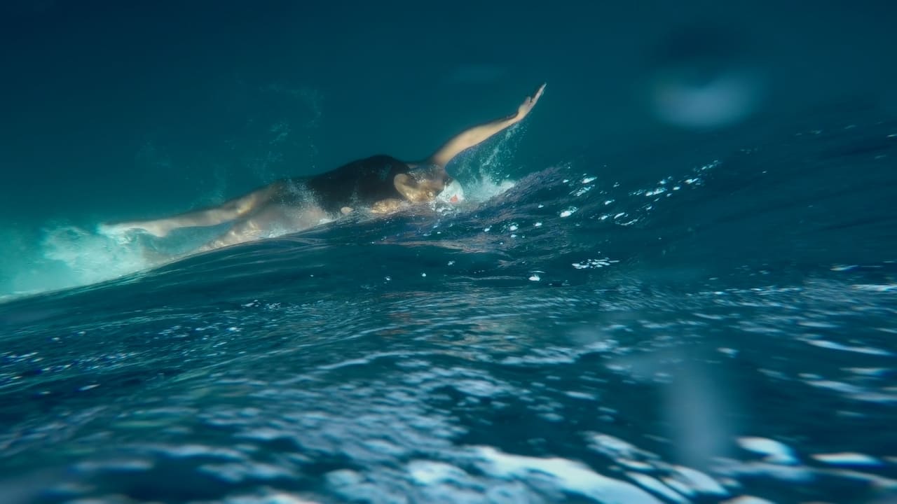 Upside down photo of a woman swimming