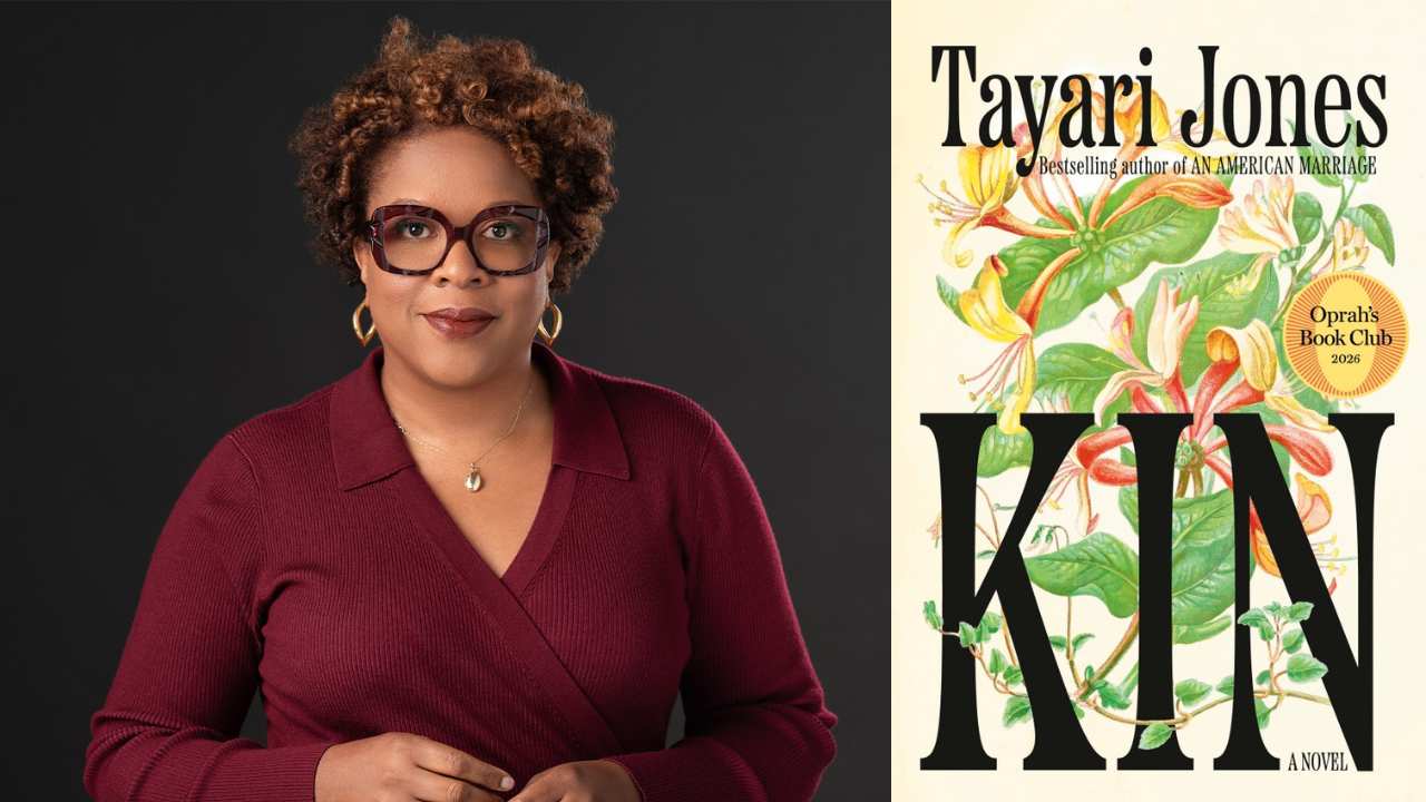 author Tayari Jones next to a book cover