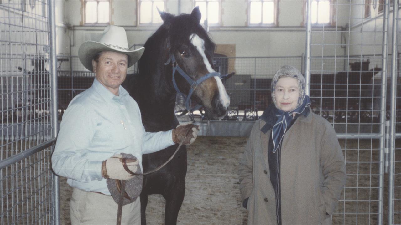 cowboy, Queen Elizabeth and horse