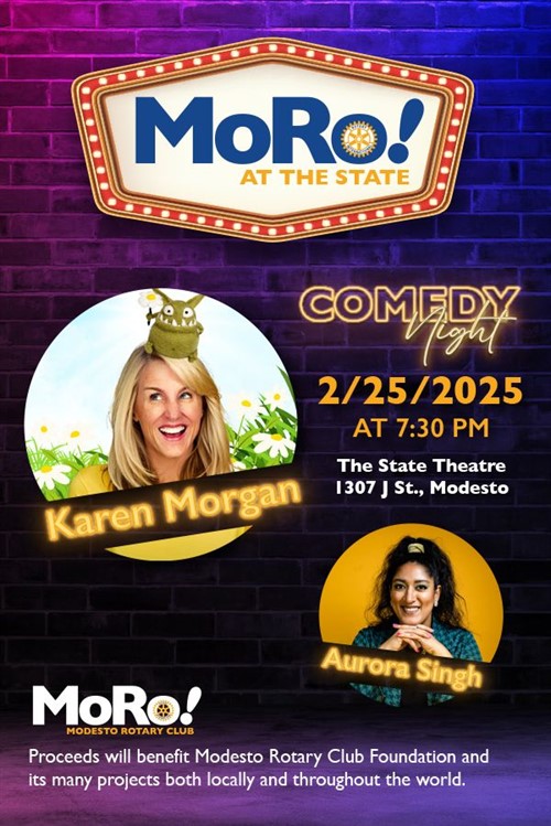 Modesto Rotary at the State – a night of clean comedy with Karen Morgan poster